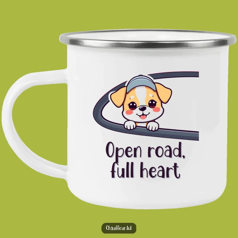 Durable Funny Dog Car Window Camping Mug - Adventure Ready Humor