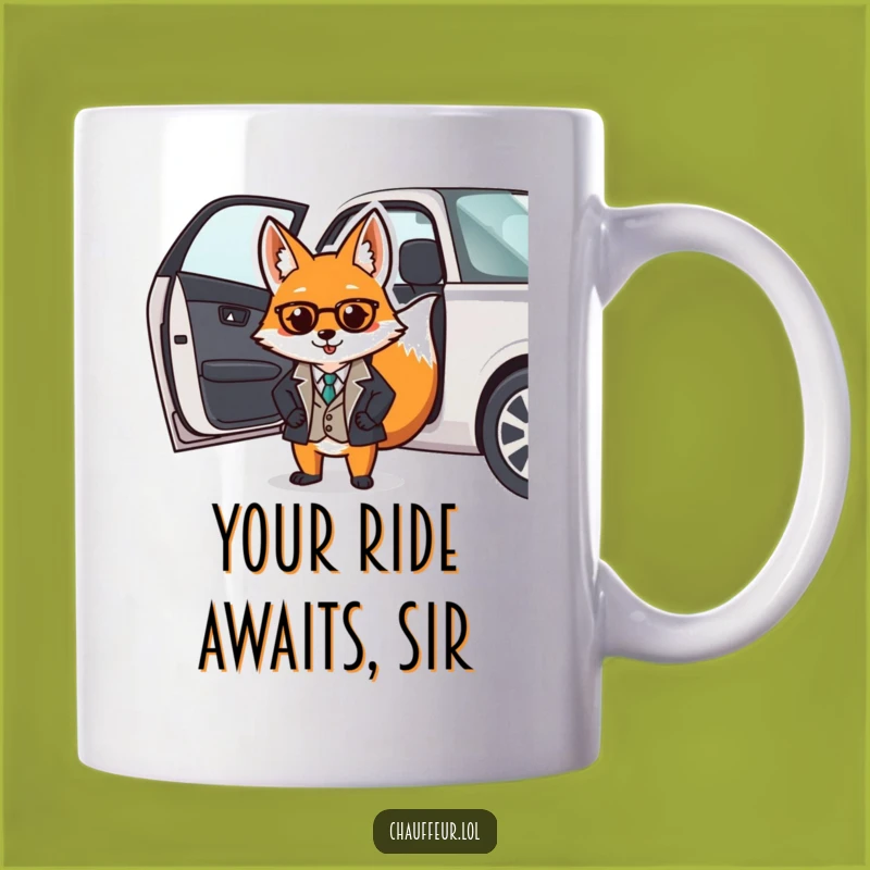 Funny Fox Valet Mug: Dapper Gentleman Opening Car Door with Style