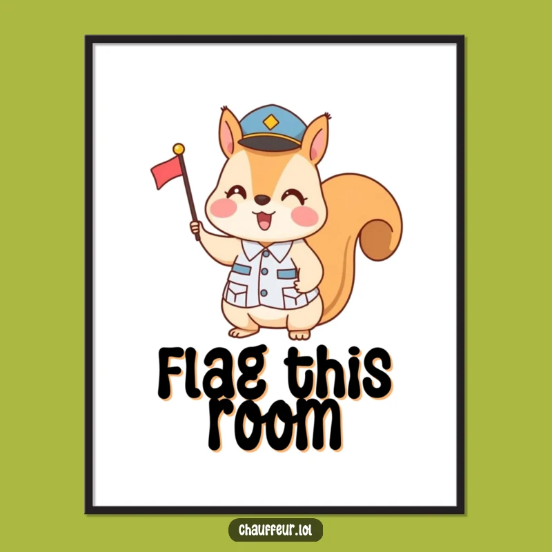 Funny Squirrel Flag Signal Digital Art Print - Humorous Instant Gift