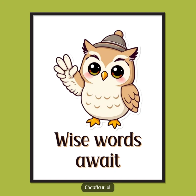 Funny Owl Signal Digital Art: Cool Character, Instant Download & Funny Gift