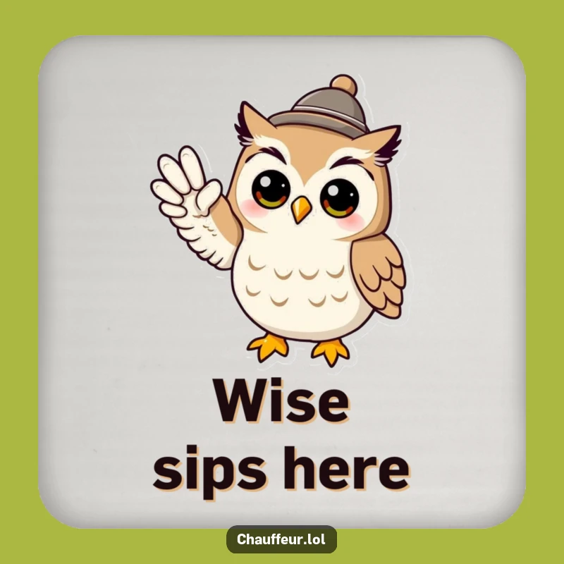 Funny Owl Signal Drink Coaster: Cool Character, Protect & Funny Gift