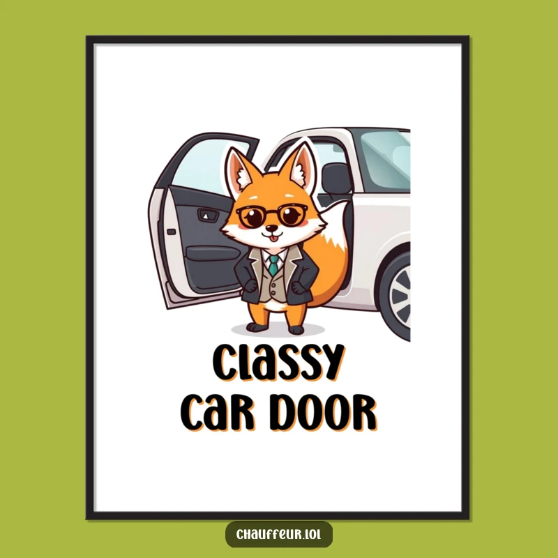 Funny Fox Valet Poster: Dapper Gentleman Opening Doors for Your Wall