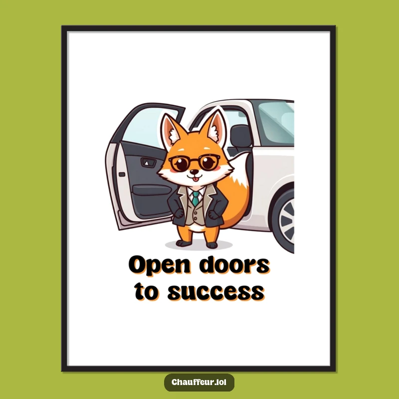 Free Printable Fox Chauffeur Wall Art: Dapper Gent Funny Downloadable Decor