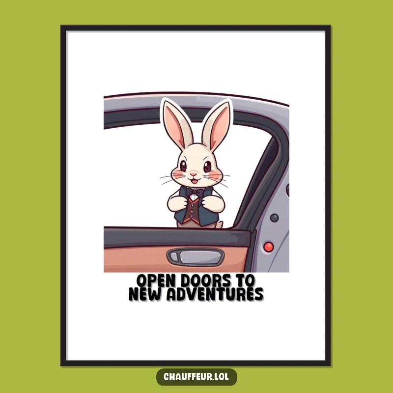 Funny Free Printable Wall Art: Debonair Rabbit Opening Car Door Decor