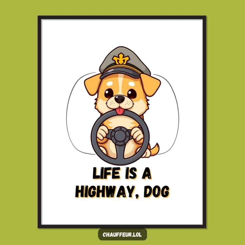 Free Printable Dog Driver Wall Art: Cool Canine Funny Downloadable Decor