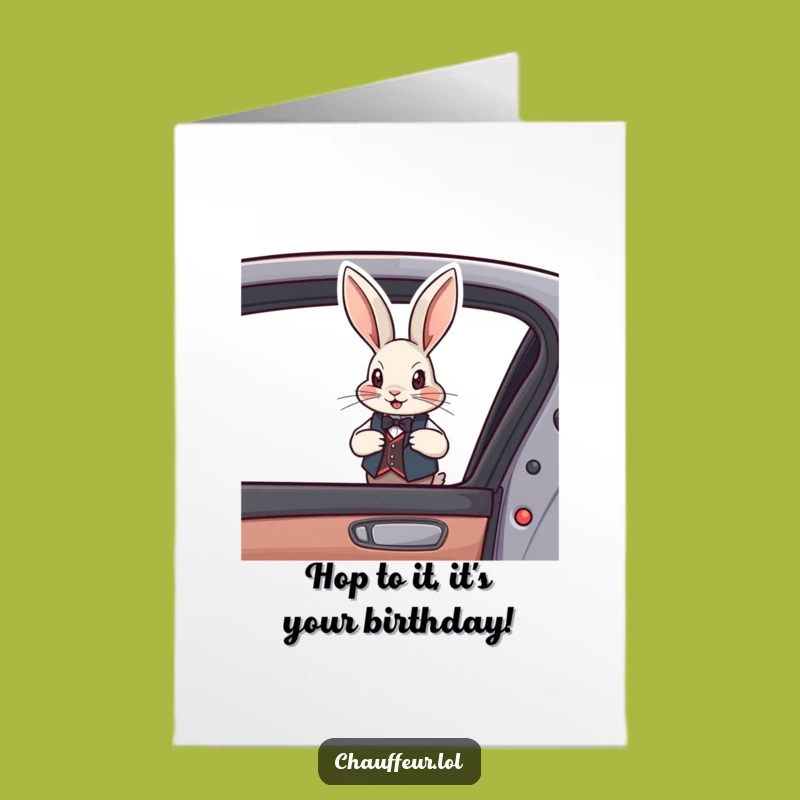 Free Printable Rabbit Birthday Card: Dapper Dude Opening Door Downloadable Gift