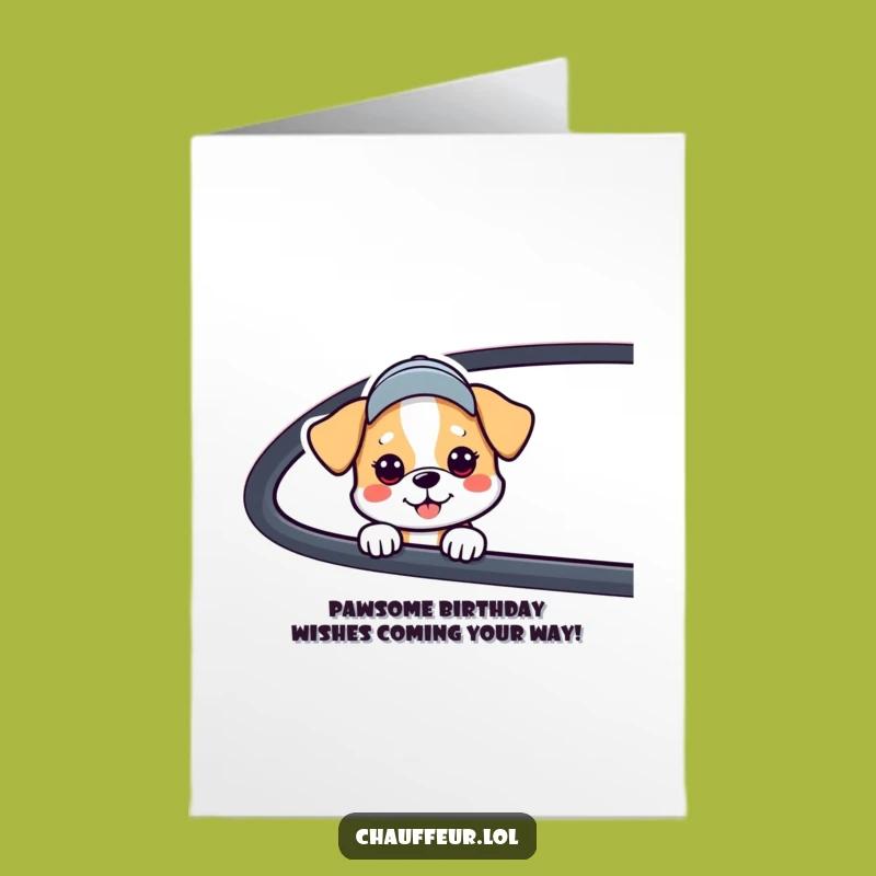 Free Printable Dog Birthday Card: Funny Driving Pup Downloadable Gift for Dog Lovers