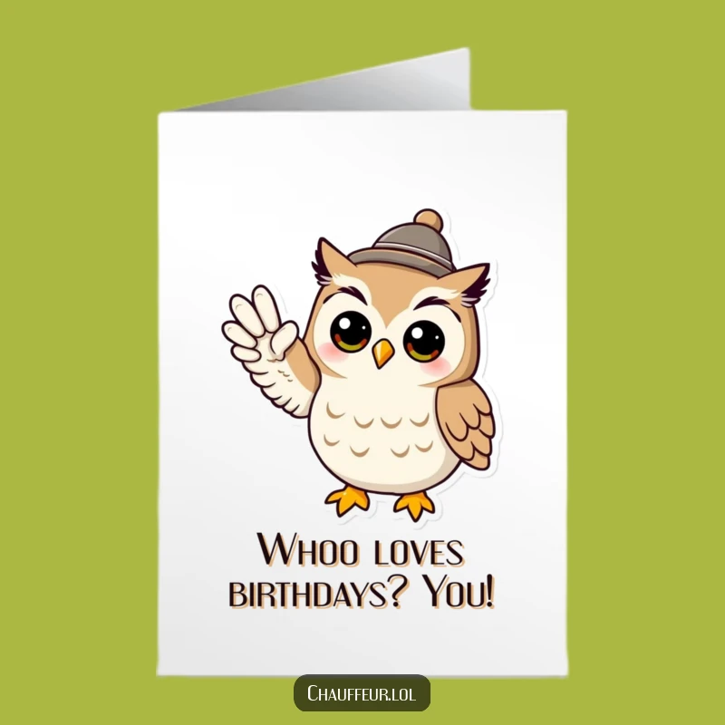 Free Printable Birthday Card: Cool Owl Signals Wishes for a Fun Year!