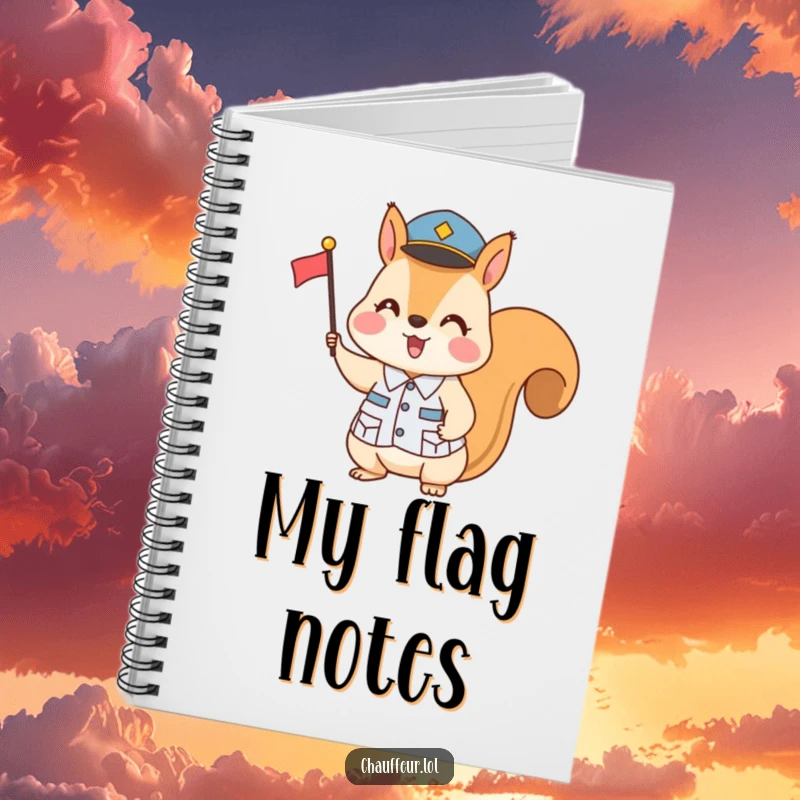 Funny Squirrel Flag Signal Notebook: A detailed illustration of a squirrel in uniform signaling with a flag, perfect for notes and funny gift ideas.