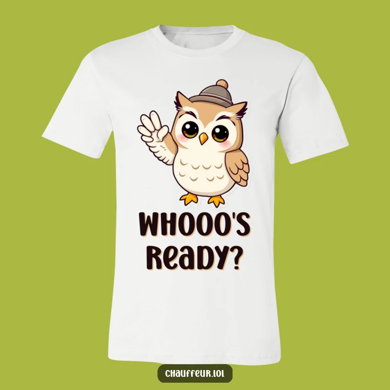 Funny Owl Signal T-Shirt: Cool Character Tee, Tiny Hat, Perfect Funny Gift